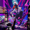 Chainsaw Man Tapestry hanging on bedroom wall