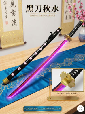 Zoro Shusui LED katana sword - legendary black blade replica with light-up effect