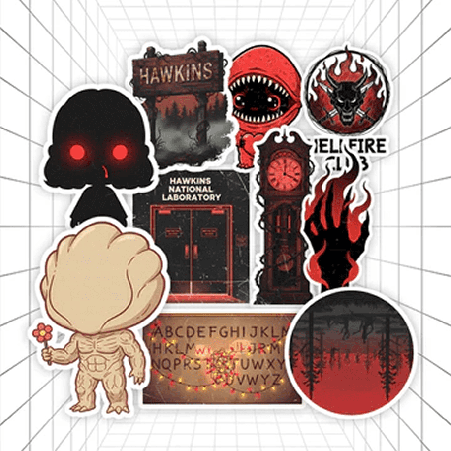 Red & Black Hawkins Universe _ Stranger Things #01 _ Stickerized _ 10 Stickers (1)